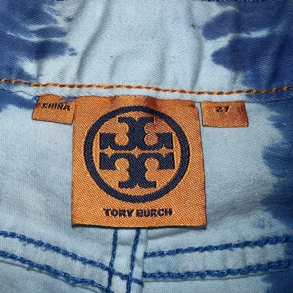 Tory Burch Tie Dye Denim Cutoff Shorts Size 27 Frayed Hem - Picture 9 of 14